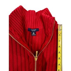 Chaps Womens 2X Red Cotton Cable Knit Zip Up Mock Neck Sweater Cardigan